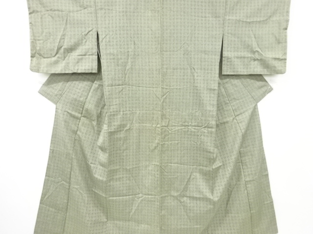 アンティーク　井桁絣織り出し手織り紬単衣着物